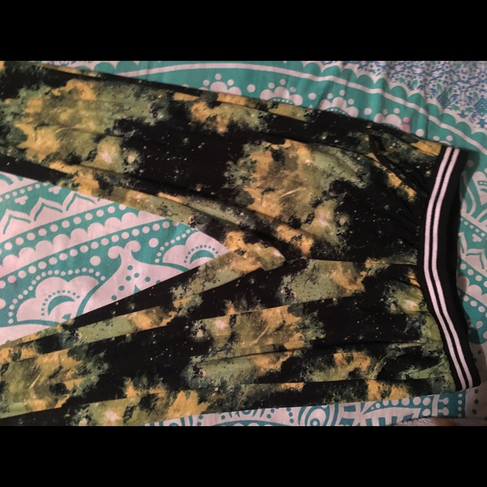 Green Galaxy Print Joggers